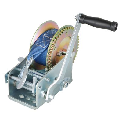 findmall Heavy Duty Hand Winch 3500lbs Hand Crank Strap Gear with 10m (32ft) Strap Manual Operated Two-Way Ratchet Boat Trailer Marine