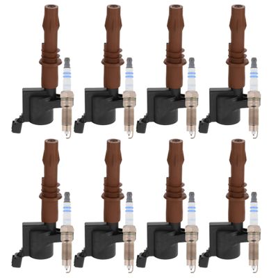 Newparts Premium 8 Ignition Coils & 8 Double Iridium Spark Plugs Kit For Ford Lincoln V8