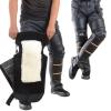 HGTRH Winter Waterproof Motorcycle Knee Pads, Protective Knee Pads Warm Cycling Leather Knee Brace with Adjustable Elastic Band and Reflective Strip, Windproof Leg Gaiter Warm Leggings Covers view 2