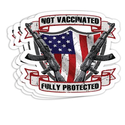 2A Not Vaccinated but Fully Protected pro Gun Anti Vaccine 4x3 Decals Stickers for Laptop Window Car Bumper Helmet Water Bottle (Pack 3)