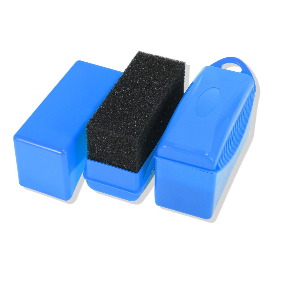 X AUTOHAUX 2X Tire Tyre Wheel Rim Trim Contour Detailing Dressing Shine Applicator Pad Sponge Foam Brush for Car Truck Tires Waxing Polishing Cleaning Wipe Washing with Lid No Handle Blue
