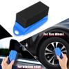 X AUTOHAUX 2X Tire Tyre Wheel Rim Trim Contour Detailing Dressing Shine Applicator Pad Sponge Foam Brush for Car Truck Tires Waxing Polishing Cleaning Wipe Washing with Lid No Handle Blue view 2