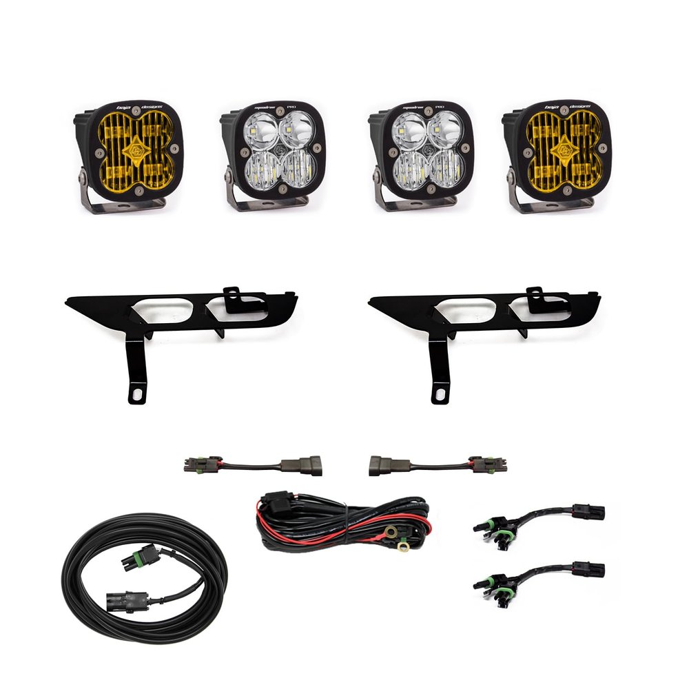Baja Designs Squadron SAE Pro Fog Pocket LED Light Kit fits Ford F-150 2021+ Without Daytime Running Lights (Multi-Pattern; Amber; Toggle Wiring)