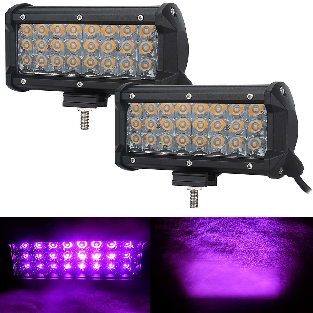AUXMOTEC Pink Purple Led Driving Work Decoration Neon Light Bar Spot 7" 36W Off-road Pod Fog Lamps 12V 24V Lighting for Truck Car ATV UTV SUV Off-road Bike Motorcycle Tractor 12V 24V