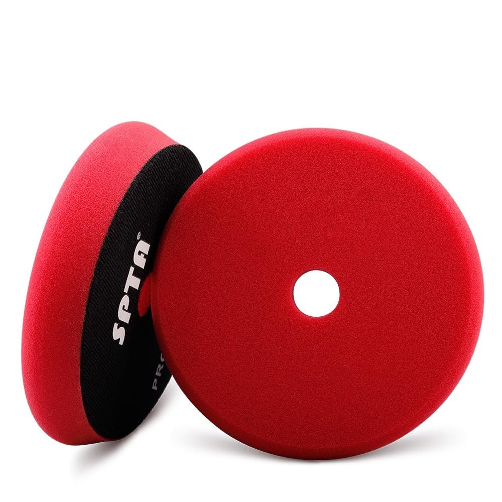 Red T10 Ultra-Fine Finishing Foam Polishing Pads, SPTA 1Pc 6.5 Inch Face for 6 Inch 150mm Backing Plate Compound Buffing Sponge Pads for Car Buffer Polisher Compounding, Polishing and Waxing -FPBFS6R