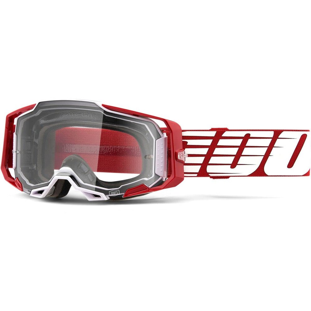 100% ARMEGA Premium Protective Goggle (Oversized Deep Red - Clear Lens)