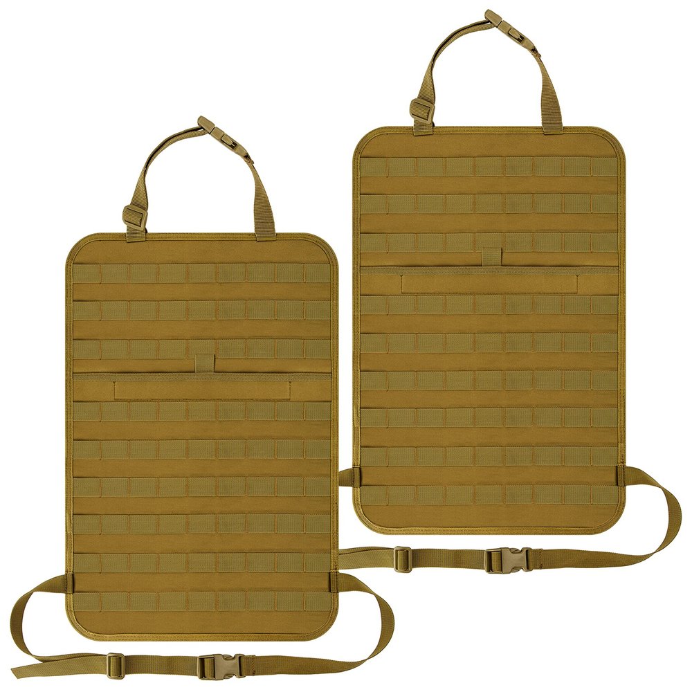 IronSeals 2 Pack Car Seat Back Organizer, Tactical Molle Panel Sag Proof Vehicle Seat Cover Protector Nylon Car Seat Back Hanger Bag Pad