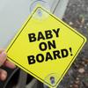 2PCS Baby On Board Signs with Suction Cups, 5"x5" Reusable Baby Safety Warning Decal for Car Windows view 2