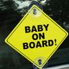 2PCS Baby On Board Signs with Suction Cups, 5"x5" Reusable Baby Safety Warning Decal for Car Windows view 4