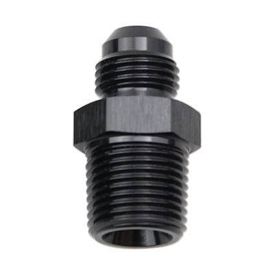 KRD PERFORMANCE 6AN Flare to 3/8" NPT Male Union Thread Pipe Adapter Fuel Hose Fitting Straight Aluminum Black