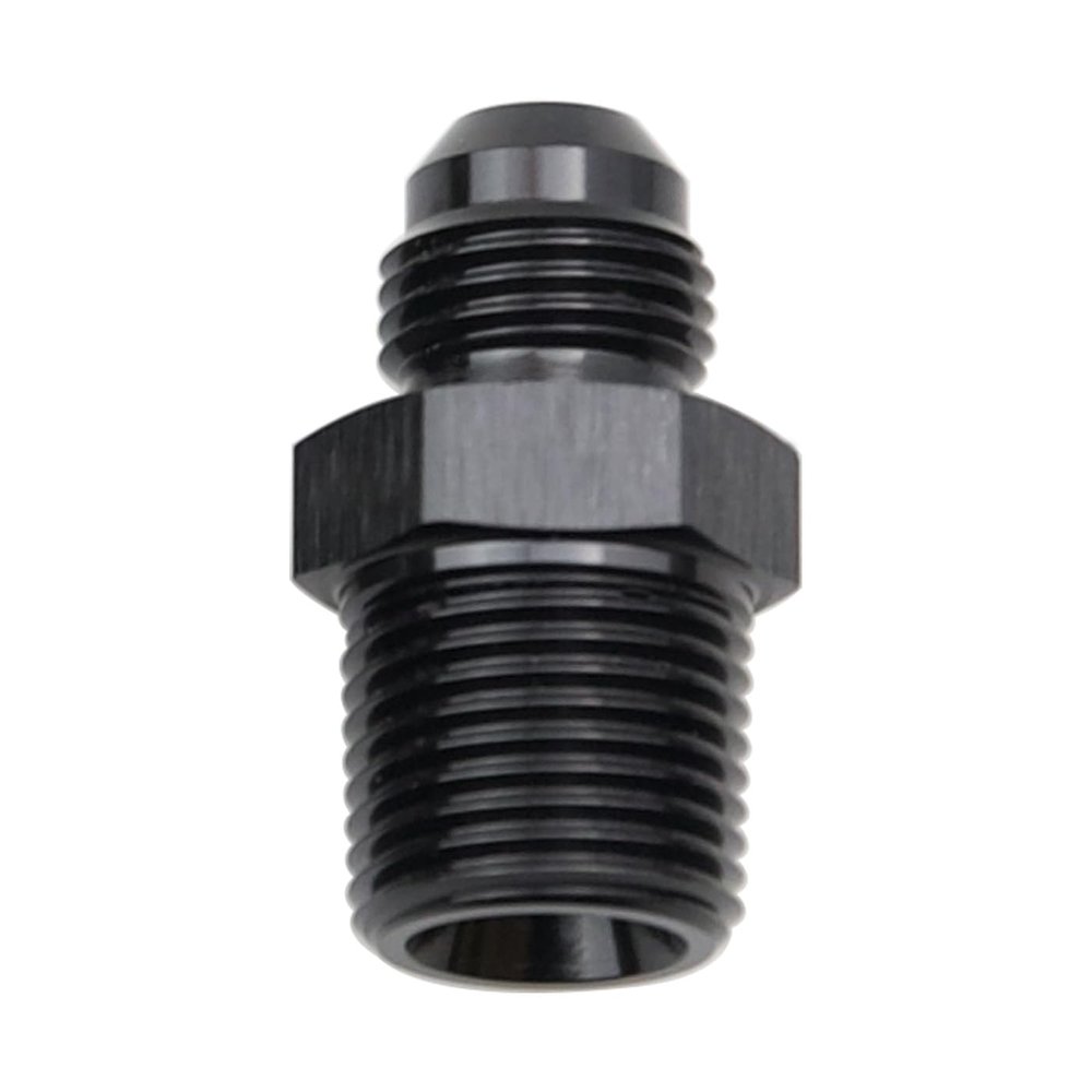 KRD PERFORMANCE 6AN Flare to 3/8" NPT Male Union Thread Pipe Adapter Fuel Hose Fitting Straight Aluminum Black