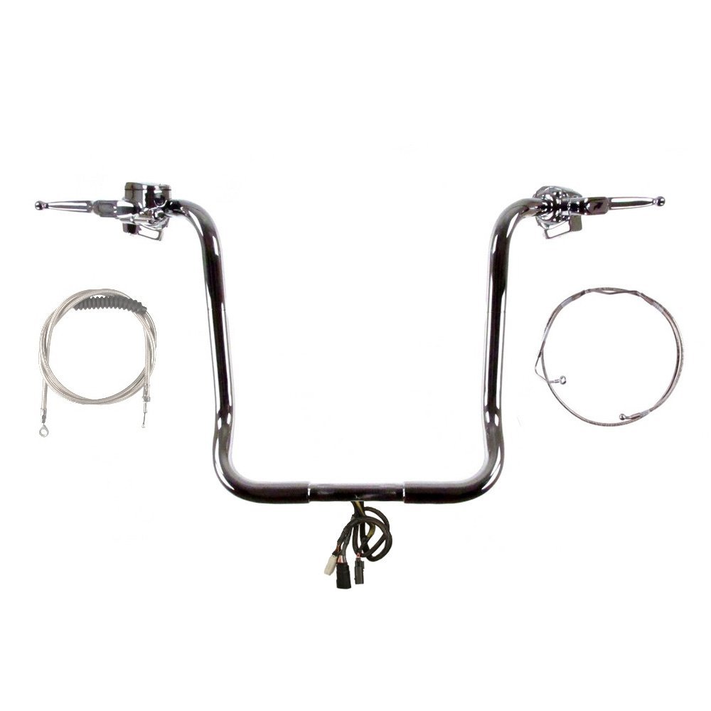 Hill County Customs 1 1/4" Chrome 18" Ape Hangers Kit for 2008-2013 Harley Electra Glide w/Radio, No Cruise, w/ABS Brakes CP-HC-BB18C-EG08-R-ABS