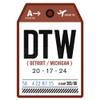 Die Cut Sticker Detroit, Michigan, DTW, Luggage Tag Vinyl Sticker, (Waterproof Decal for Cars, Water Bottles, Laptops, Coolers), Large view 1