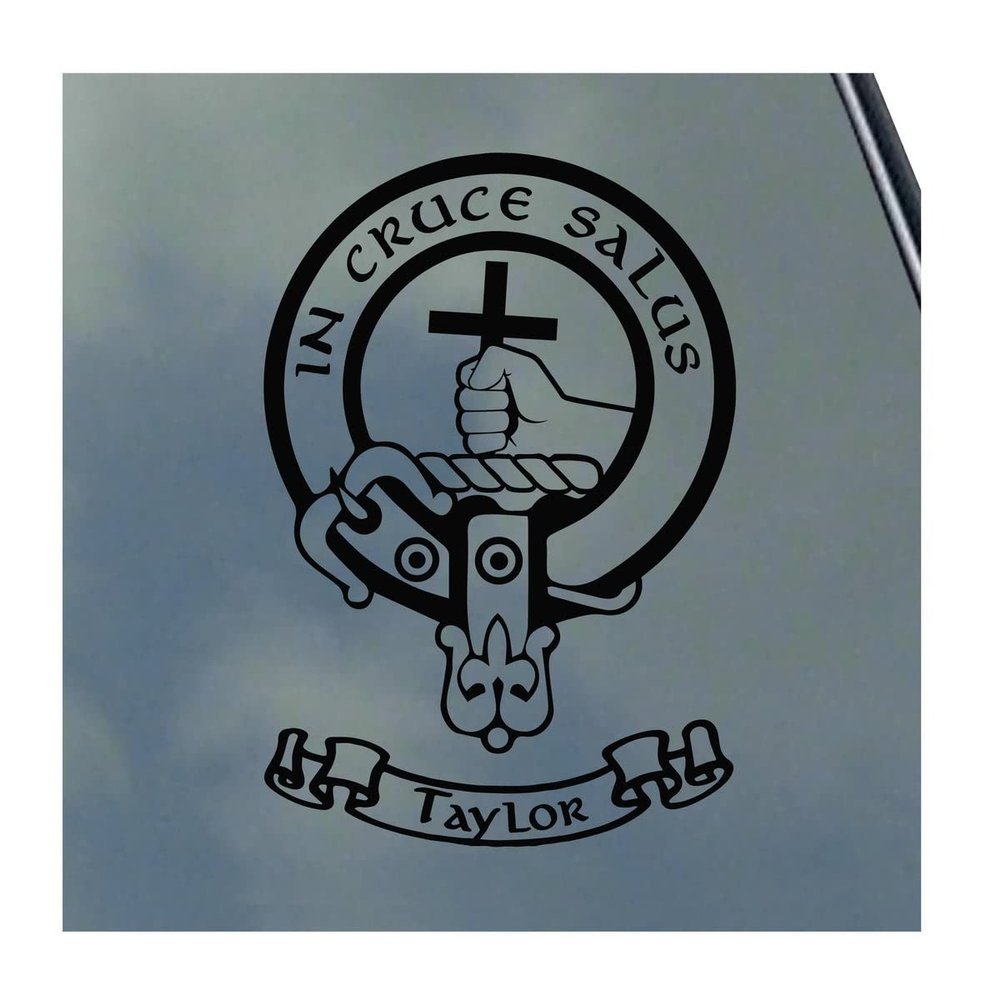 Taylor Scottish Clan Vinyl Sticker Decal Tartan with Banner Option Family