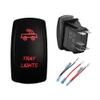 BACAUTOPARTS 12V 24V RED Tray Light Rocker Switch with Jumper Wires 5 PIN ON-Off Laser Etched Toggle Switch for Car Truck Trailer Tow Truck view 1