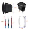 BACAUTOPARTS 12V 24V RED Tray Light Rocker Switch with Jumper Wires 5 PIN ON-Off Laser Etched Toggle Switch for Car Truck Trailer Tow Truck view 2