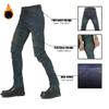 LOMENG Winter Motorcycle Pants Riding Jeans Keep Warm Motorbike Pants with CE Knee Hip Removable Armored for Men Bule Gray EU28, 28 Regular view 4