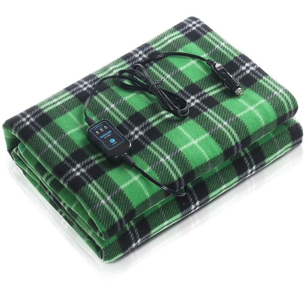ZTBH Portable Blanket Warm Electric Car Blanket USB Heated Throw Blanket Car Blanket Winter Cold Green Blanket