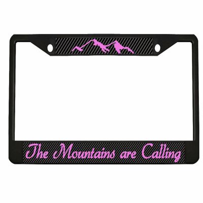 The Mountains are Calling (Carbon) Design Metal Auto License Plate Frame Car Tag Holder