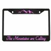 The Mountains are Calling (Carbon) Design Metal Auto License Plate Frame Car Tag Holder view 1
