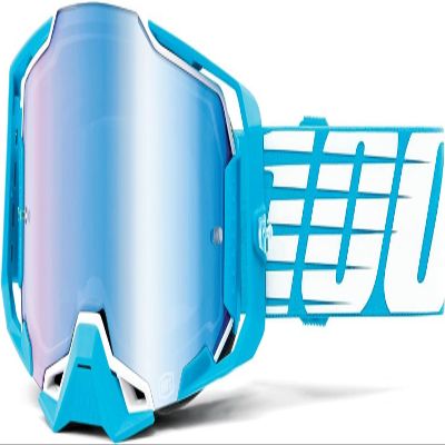100% ARMEGA Premium Protective Sport Goggles with Ultra HD Lens & Nose Guard (Oversized Sky - Mirror Blue Lens)