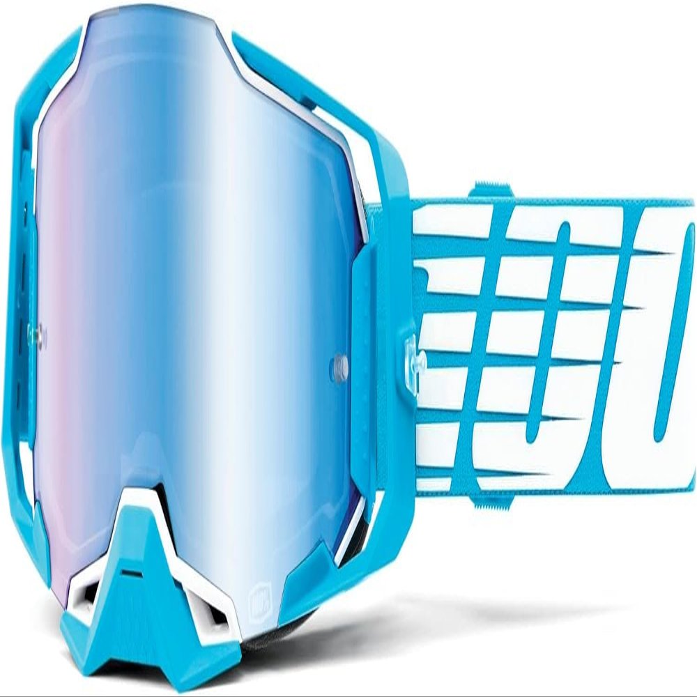 100% ARMEGA Premium Protective Sport Goggles with Ultra HD Lens & Nose Guard (Oversized Sky - Mirror Blue Lens)