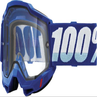 100% ACCURI 2 ENDURO Mountain Bike & Motocross Racing Protective Goggles (Blue - Clear Lens)