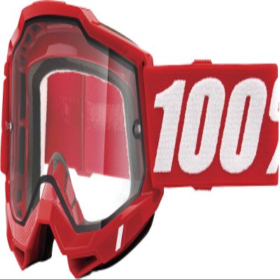 100% ACCURI 2 ENDURO Mountain Bike & Motocross Racing Protective Goggles (Neon/Red - Clear Lens)
