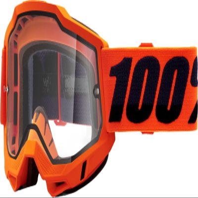 100% ACCURI 2 ENDURO Mountain Bike & Motocross Racing Protective Goggles (Neon/Orange - Clear Lens)