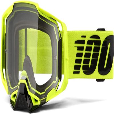 100% ARMEGA Premium Protective Sport Goggles with Ultra HD Lens & Nose Guard (Nuclear Citrus - Clear Lens)