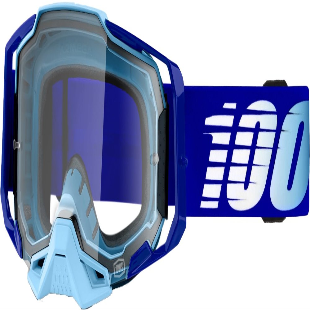 100% ARMEGA Premium Protective Sport Goggles with Ultra HD Lens & Nose Guard (Royal - Clear Lens)