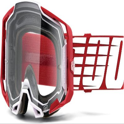 100% ARMEGA Premium Protective Sport Goggles with Ultra HD Lens & Nose Guard (Oversized Deep Red - Clear Lens)