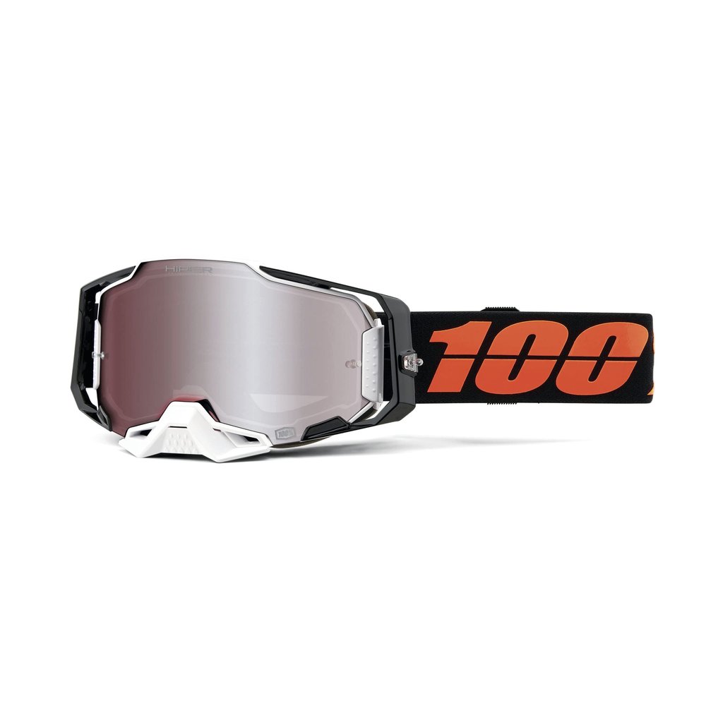 100% ARMEGA Premium Protective Sport Goggles with Ultra HD Lens & Nose Guard (Blacktail - HiPER Mirror Silver Lens)