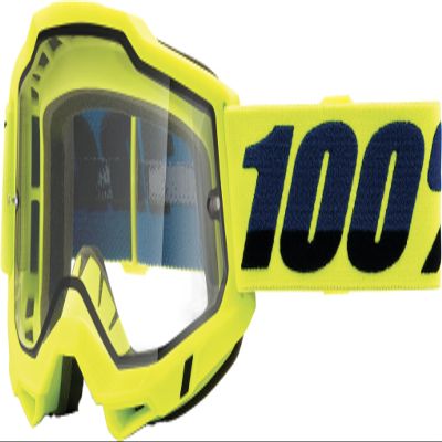 100% ACCURI 2 ENDURO Mountain Bike & Motocross Racing Protective Goggles (Fluo/Yellow - Clear Lens)