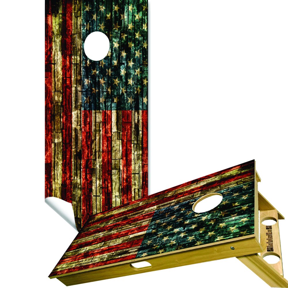 Cornhole Board Vinyl Wrap Decals (Set of 2) Patriotic Bean Bag Toss Wrap Stickers (Brick)
