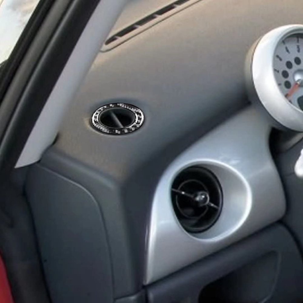 Carbon Fiber Car Interior Accessories Central Control Dashboard Defogging Tuyere Air Vent Ring Cover Trim For Mini Cooper Hatch One R50 R53 2002-2004
