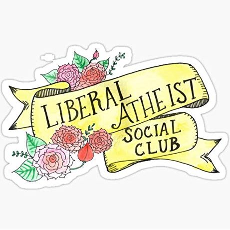 Pack of 2-3 Inch Stickers - Liberal Atheist Social Club - Scrapbook Sticker - Perfect Size for Cell Phone Covers