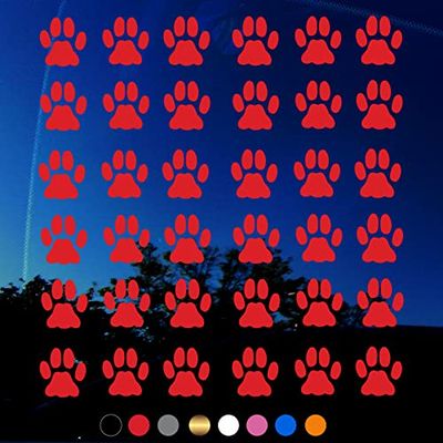 Cat Paw Print AMIART Vinyl Sticker - 36 Count - Size of Actual Feline Footprint - Indoor/Outdoor Vinyl Decals - Cute Paw Prints for The Cat Lovers! (RED)