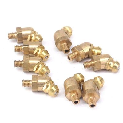 M5 Metric Male 45 Degrees Brass Grease Zerk Nipple Fitting for Grease Gun Machine Tool Accessories