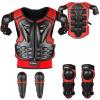 Youth Dirt Bike Gear, JUSTDOLIFE 5 PCS Motorcycle Armor Protection Jacket, Kids Motorcycle Armor with Knee Pads Elbow Pads Chest Protector Racing for Outdoor Sports (Red) view 1