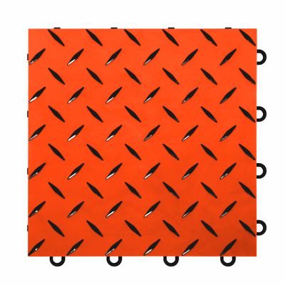 FlooringInc's 5/8" Thick Nitro Pro Interlocking Floor Tiles, Garage Floor Tile for a Stronger & Safer Garage, Workshop, Shed, or Trailer, Diamond-Top Garage Floor Covering, Orange/Black, 40 Tiles
