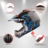 WOW Youth Kids Motocross BMX MX ATV Dirt Bike Helmet Dragon Blue + Goggles + MG Youth Blue Glove Bundle view 3