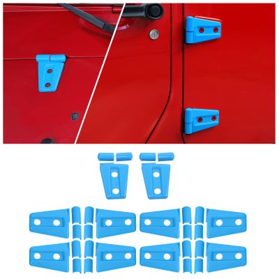 10PCS Car Engine Hood Hinge & Door Hinge Cover Trim for Jeep Wrangler JK Unlimited 4-Door 2007-2018 (Light Blue)