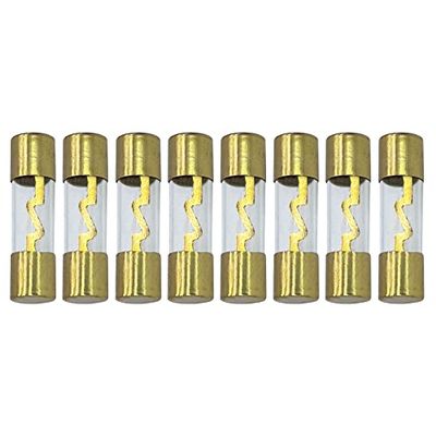 A.A AGU Fuse Multi Pack 10A, 20A, 30A, 40, 50A, 60A, 80A, 100A, Gold Glass Inline for Car/Auto/Marine Audio Stereo Amplifier Power Protection (Multi Pack)