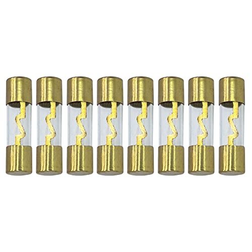 A.A AGU Fuse Multi Pack 10A, 20A, 30A, 40, 50A, 60A, 80A, 100A, Gold Glass Inline for Car/Auto/Marine Audio Stereo Amplifier Power Protection (Multi Pack)