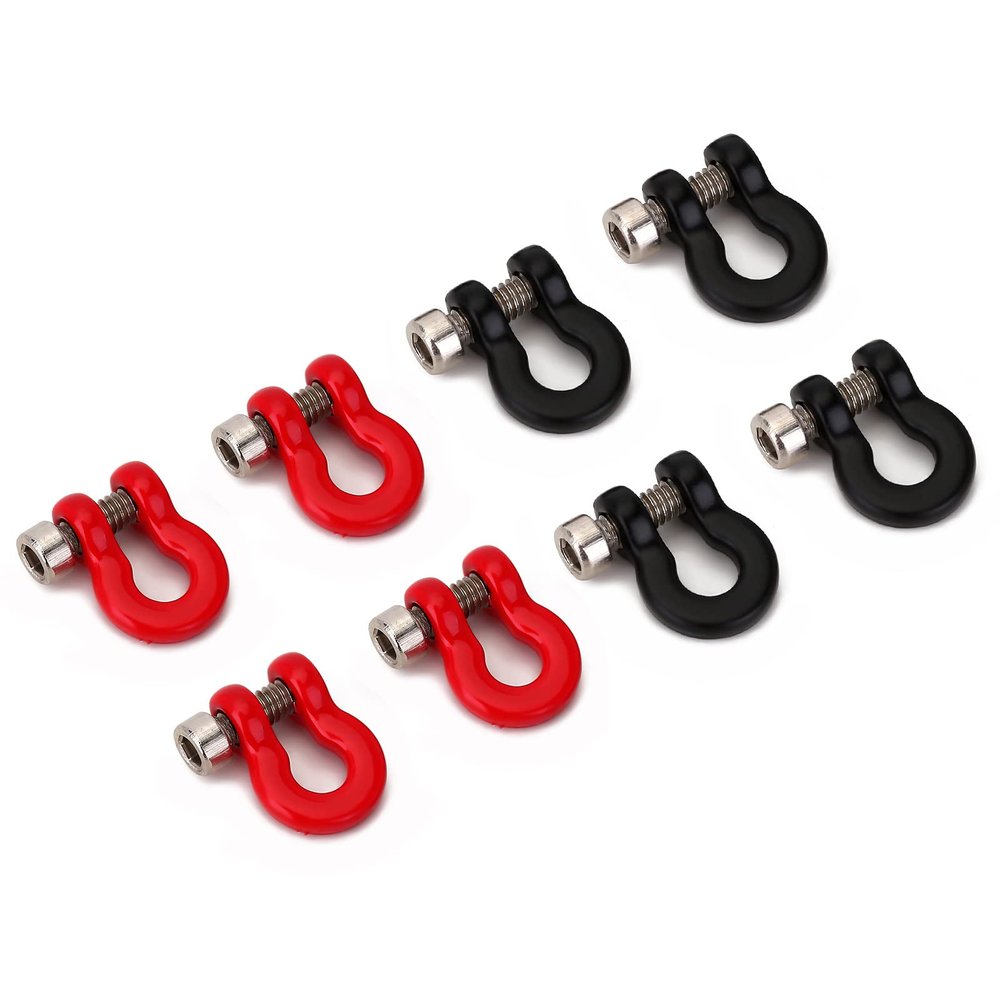 INJORA Metal Bumper D-Ring Tow Hook 4Pcs Mini Tow Hook for 1/24 RC Crawler Car Axial SCX24 Upgrade Parts, 7X10mm