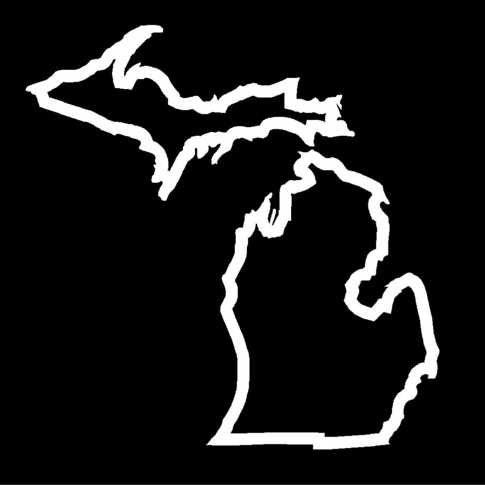 State of Michigan Die Cut Window Sticker Decal (Upper and Lower Peninsula)