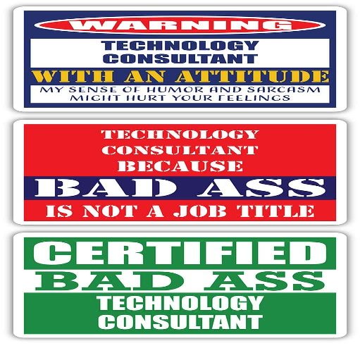 (x3) Certified Bad Ass Technology Consultant with an Attitude Stickers | Funny Occupation Job Career Gift Idea | 3M Vinyl Sticker Decals for laptops, Hard Hats, Windows