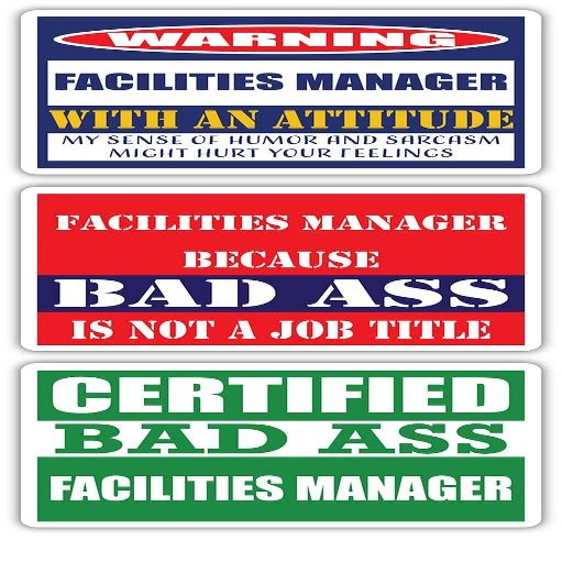 (x3) Certified Bad Ass Facilities Manager with an Attitude Stickers | Funny Occupation Job Career Gift Idea | 3M Vinyl Sticker Decals for laptops, Hard Hats, Windows