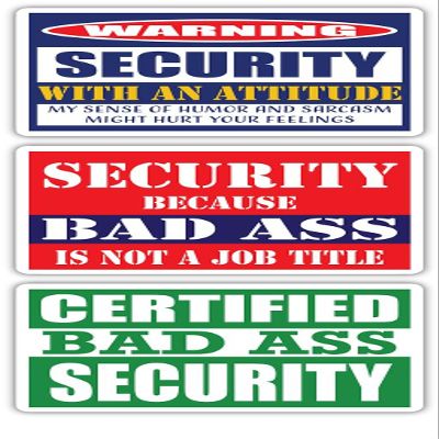 (x3) Certified Bad Ass Security with an Attitude Stickers | Funny Occupation Job Career Gift Idea | 3M Vinyl Sticker Decals for laptops, Hard Hats, Windows